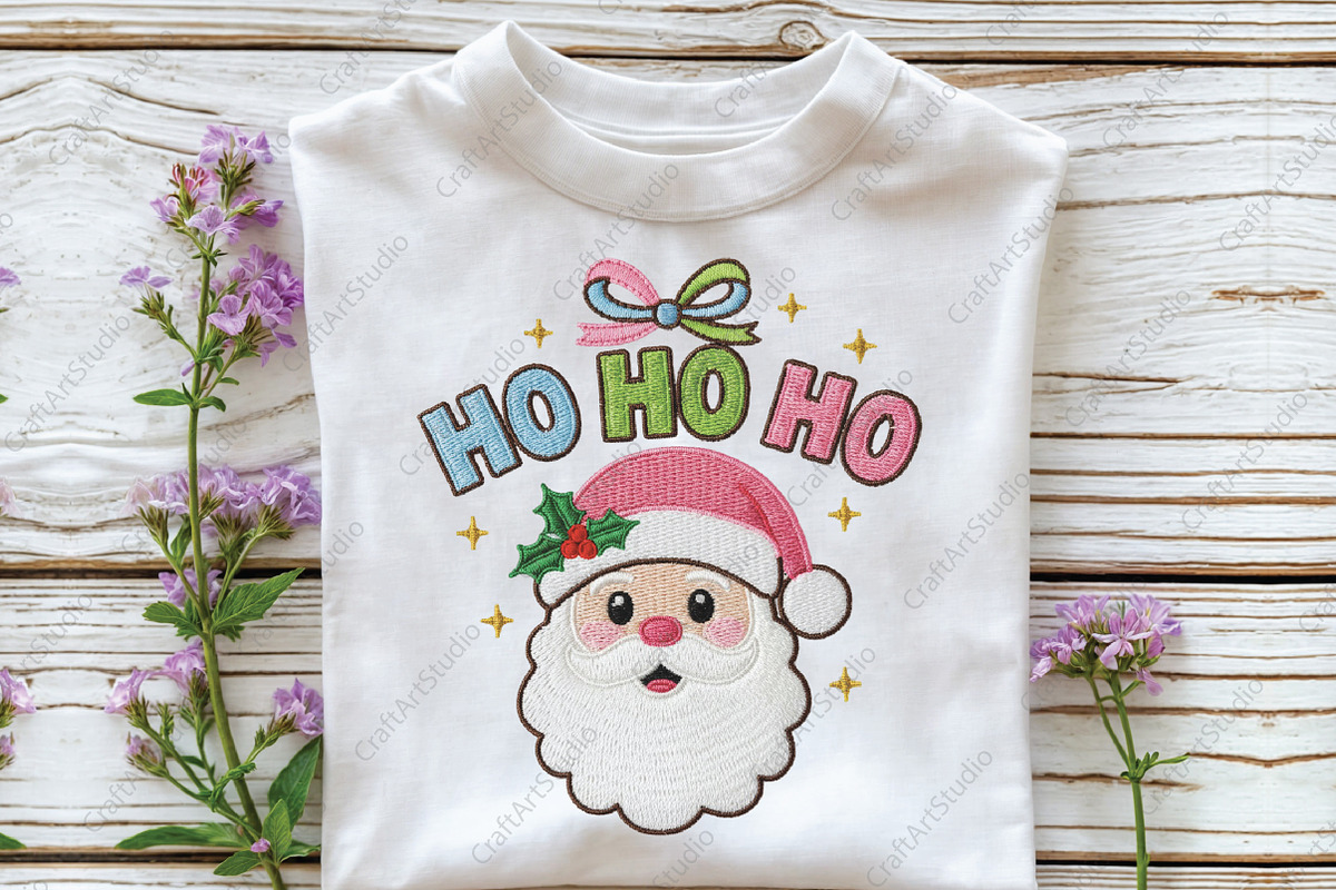 Embroidery Ho Ho Santa Face PNG, an Illustration by CraftArtStudio (Photo 2 of 4)