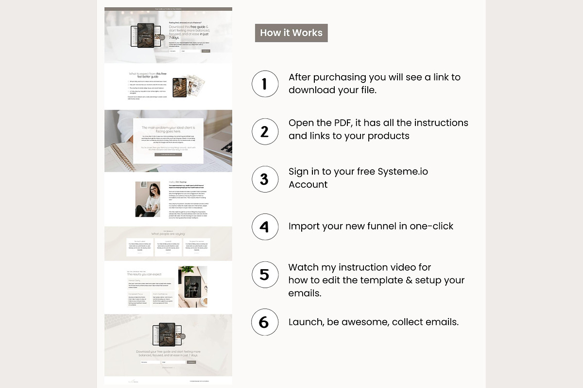 Systeme.io Neutral Sands Lead Funnel, a Landing Page Template by Hayley's Digital Hub (Photo 10 of 10)