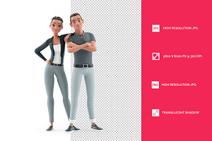 3D Character Woman Leaning on Man Sh