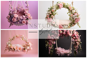 15Floral Swing Themed Baby Backdrops