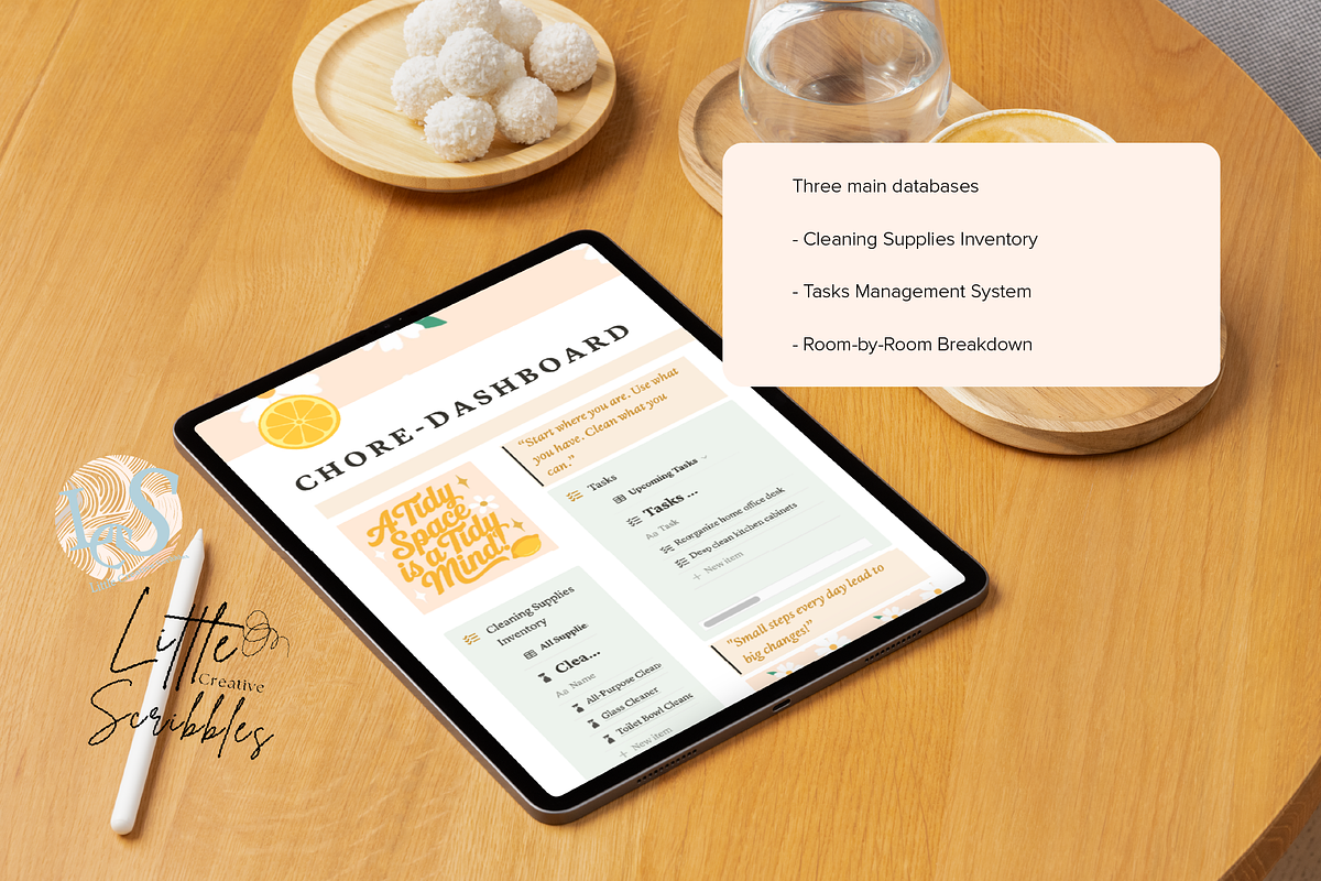 Notion Cleaning Chore Dashboard, an App Template by Little Creative Scribbles (Photo 6 of 7)