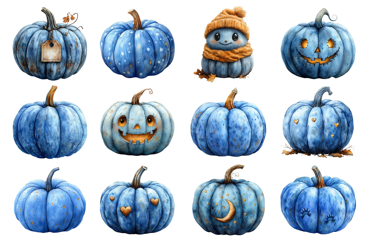 Watercolor Pumpkin Clipart, an Illustration by SinaCreation (Photo 3 of 5)