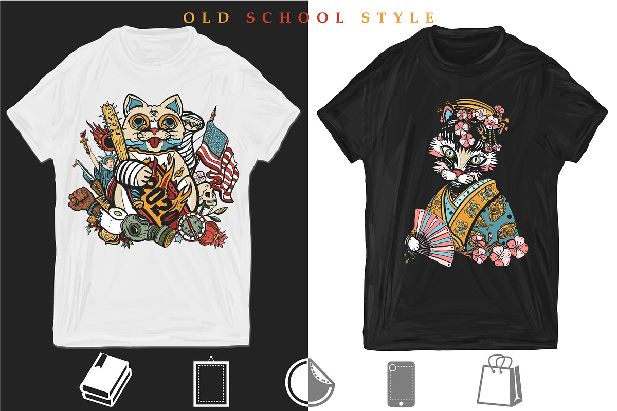 Cats old school tattoo, a Background Graphic by intueri (Photo 8 of 8)