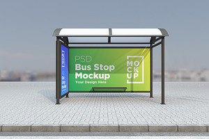 Bus Stop with 2 Billboard Mockup, an Advertising Mockup by shahsoft