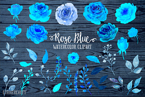 Blue Rose Clip Art Watercolor Rose