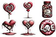 Quirky Valentines Sweets Clipart, an Illustration by DreamArtGraphic (Thumbnail 4 of 4)