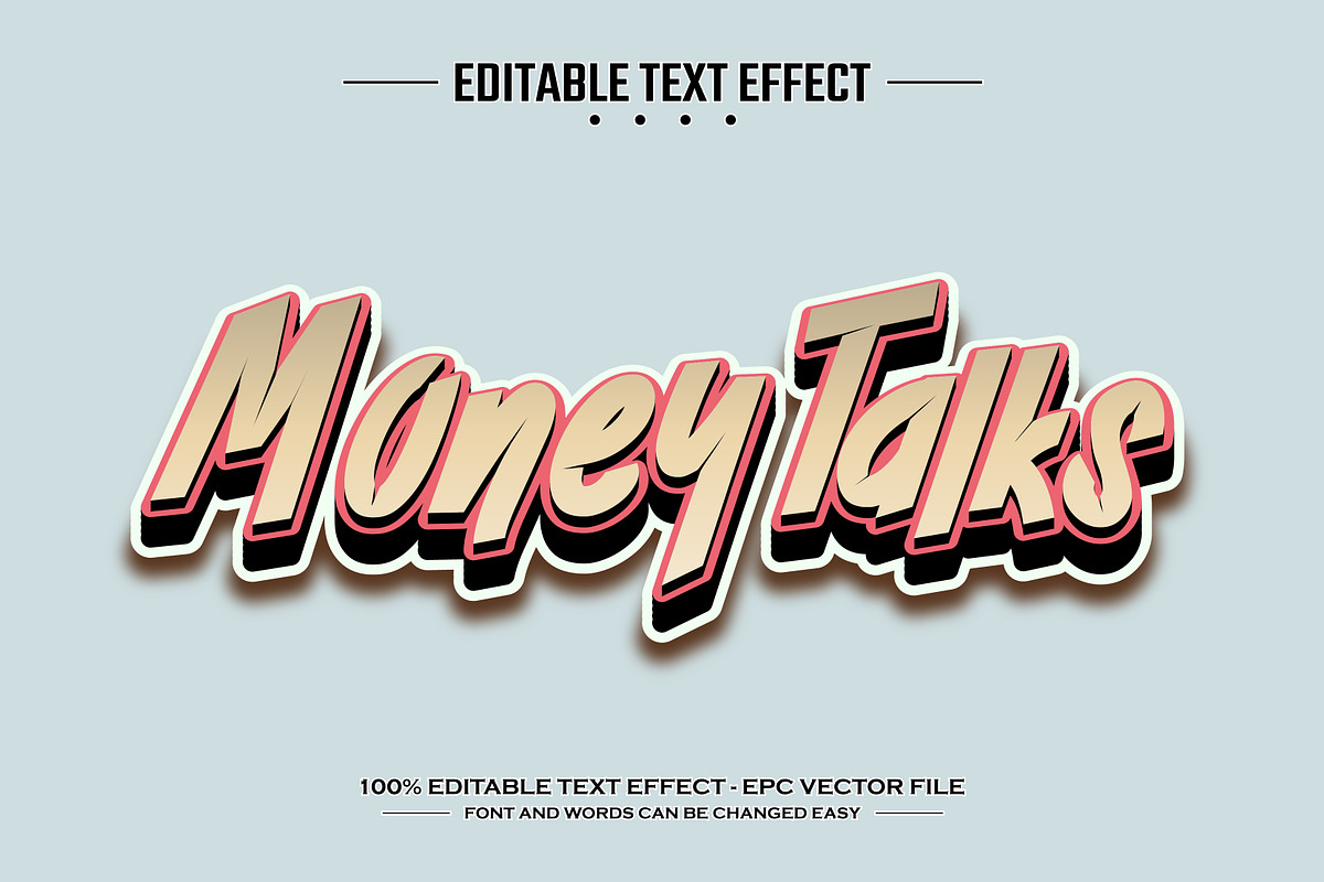 Money talks 3D editable text effect, a Layer Style Add-On by nicemorning (Photo 1 of 3)