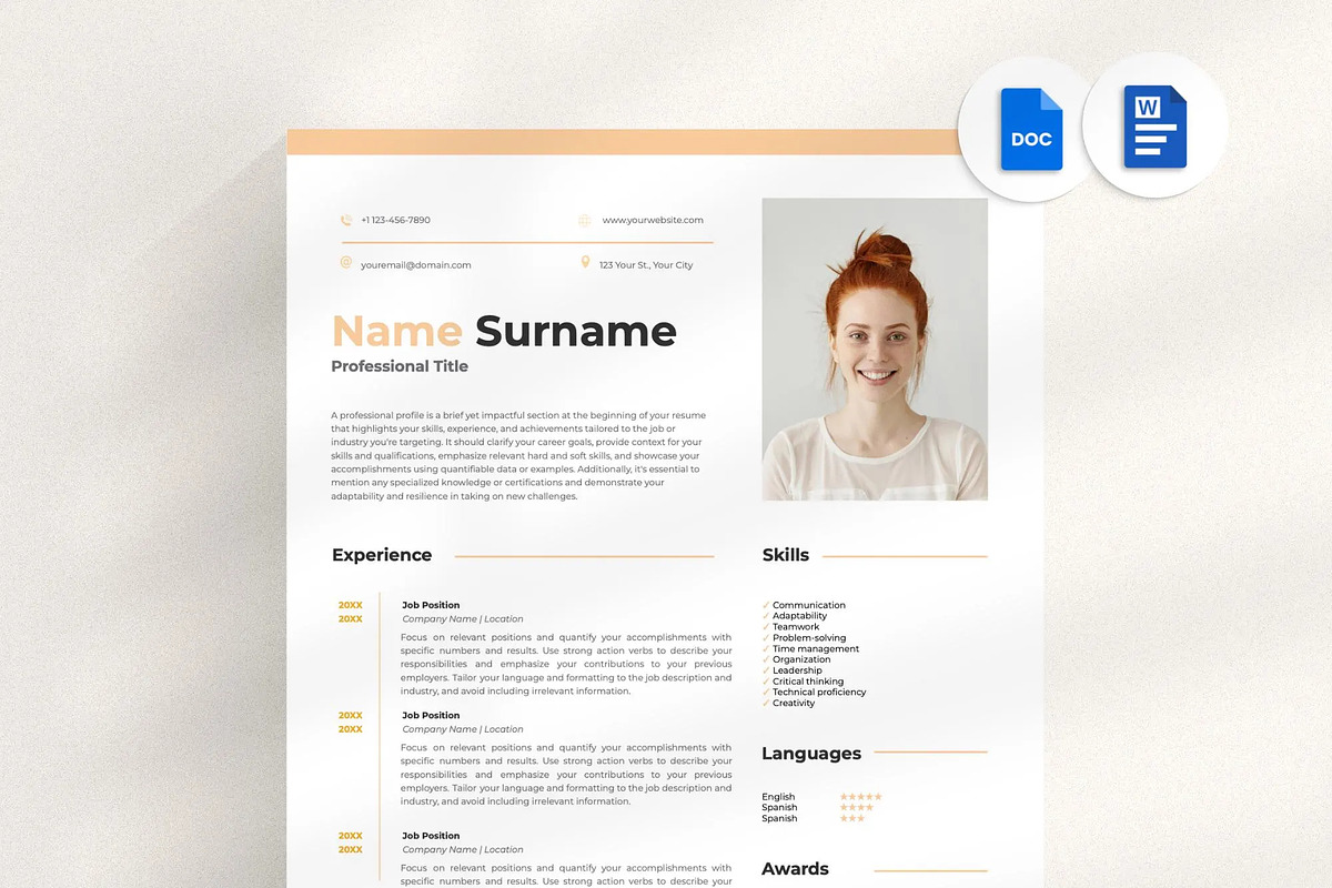 Classic Resume Template Google Docs, a Resume Template by OkiDocs Resume Templates (Photo 1 of 11)