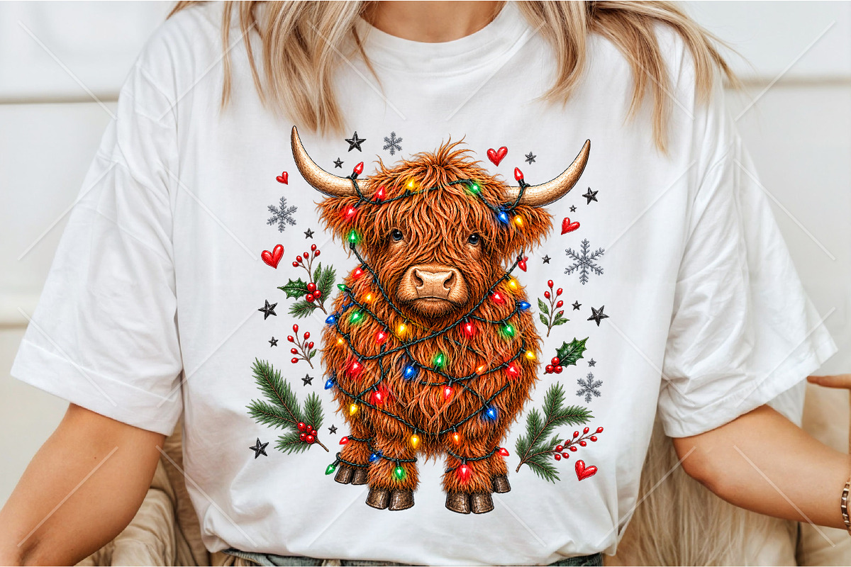 Funny Christmas Highland Cow PNG, a Seasonal Illustration by Canvas Craft (Photo 3 of 6)