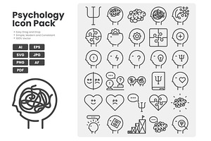 Psychology Icon Pack, an Outline Icon by erifqizeicon