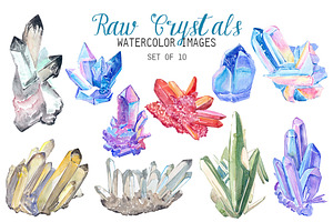 Watercolor Raw Crystals Clipart, an Illustration by YesFoxy