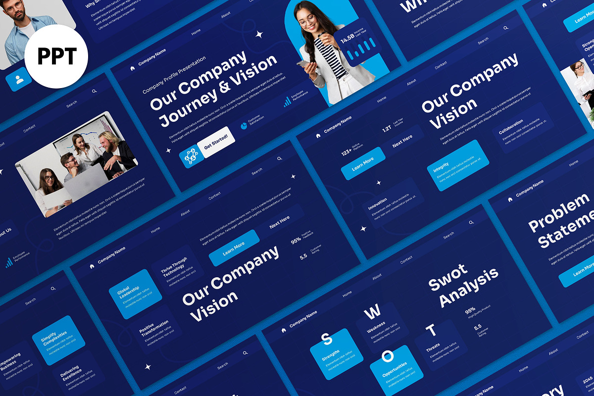 Blue Company Profile PPT, a Presentation Template by graphicook (Photo 2 of 8)