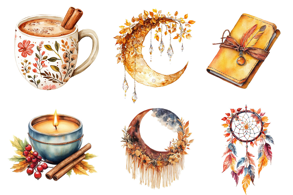 Boho Autumn Clipart, an Illustration by CreationArt (Photo 3 of 5)