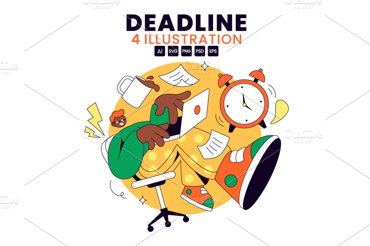 4 Deadline Vector Illustration, a Person Illustration by denayunebgt (Photo 1 of 4)