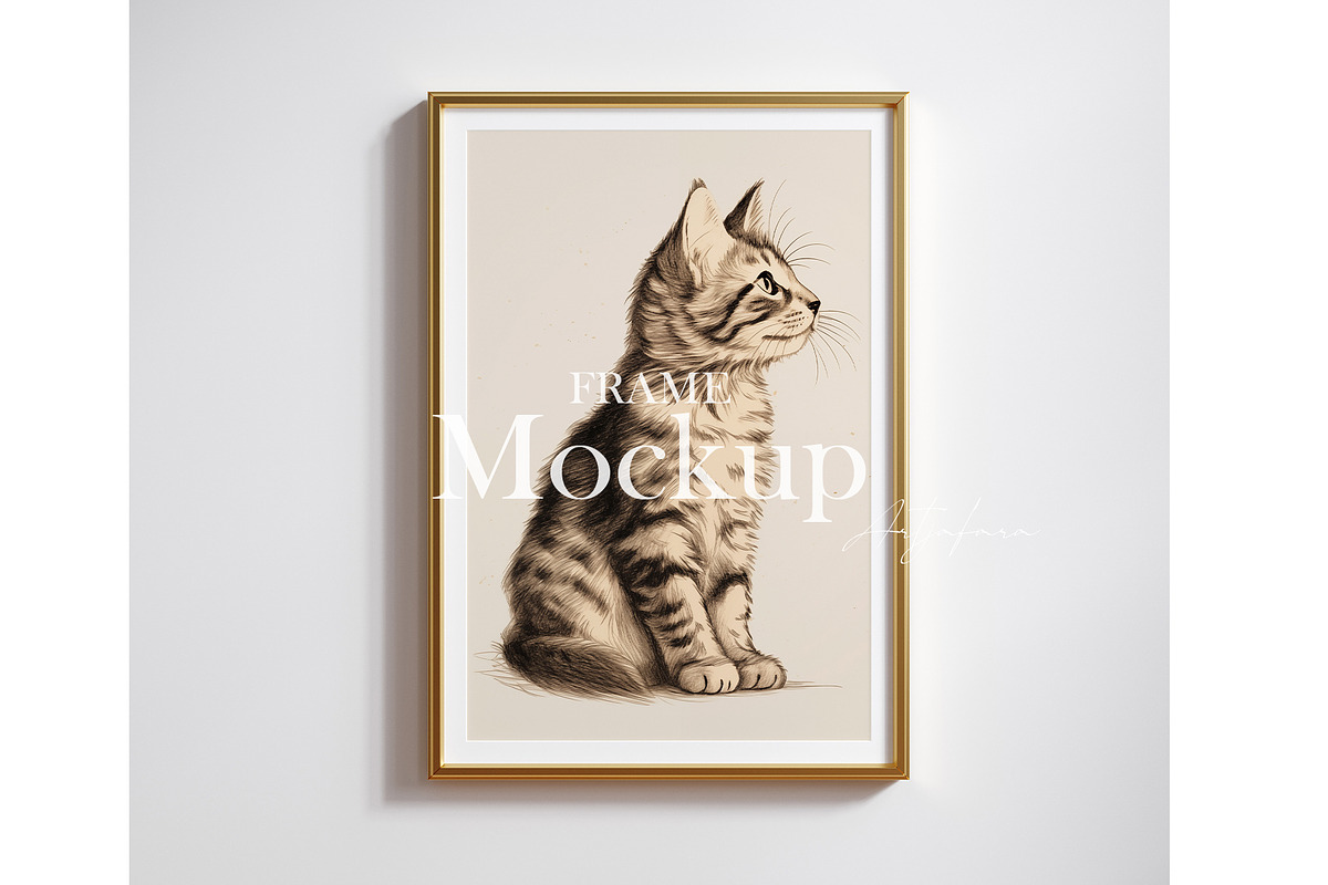 Golden frame mockup close up, an Advertising Mockup by Artjafara (Photo 1 of 4)