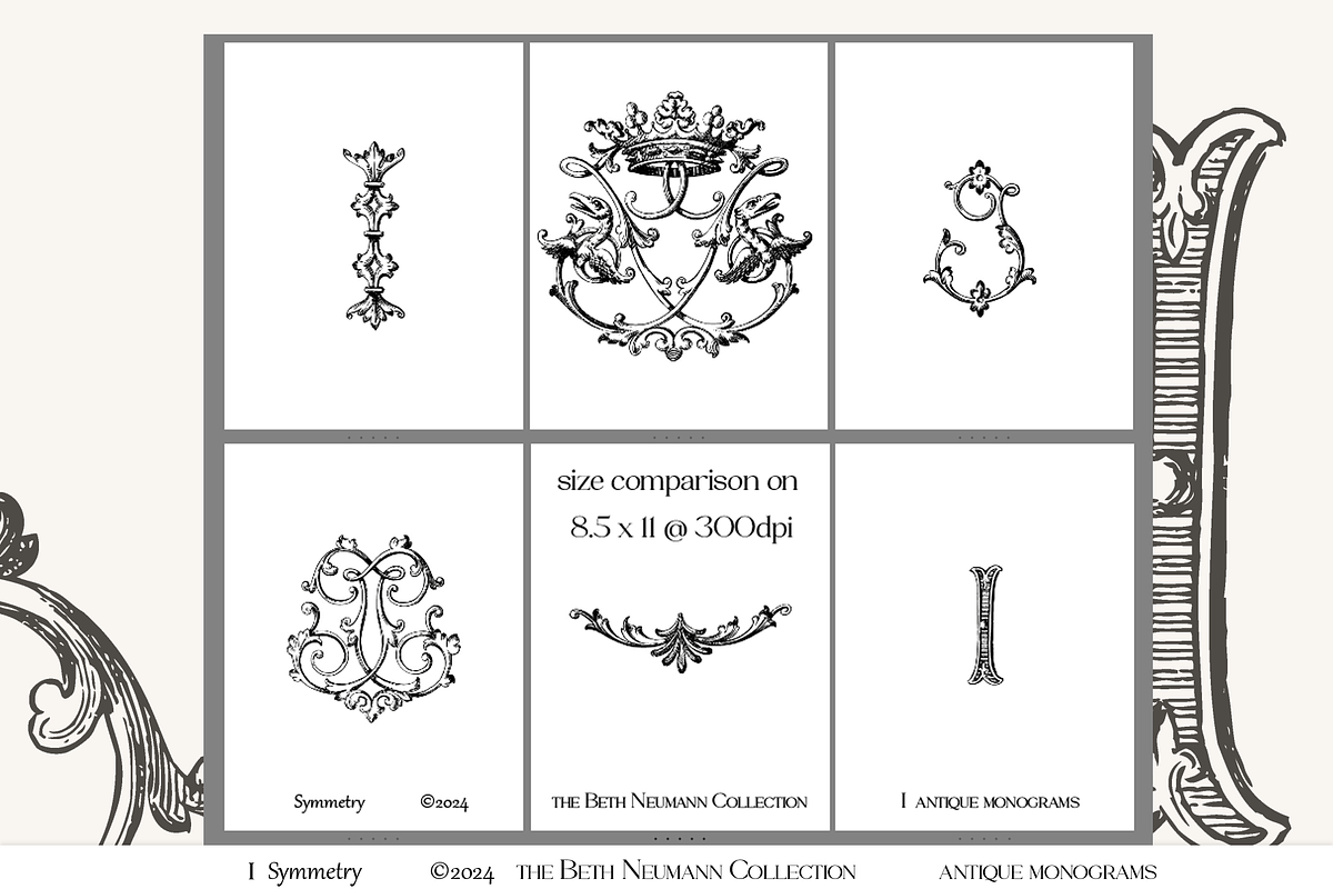 Antique Vintage Monogram Initial I, an Object Graphic by Antique Monograms (Photo 3 of 4)