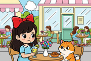 Cat Bestie Coloring Book Pages, an Illustration by one-touch (Thumbnail 6 of 15)