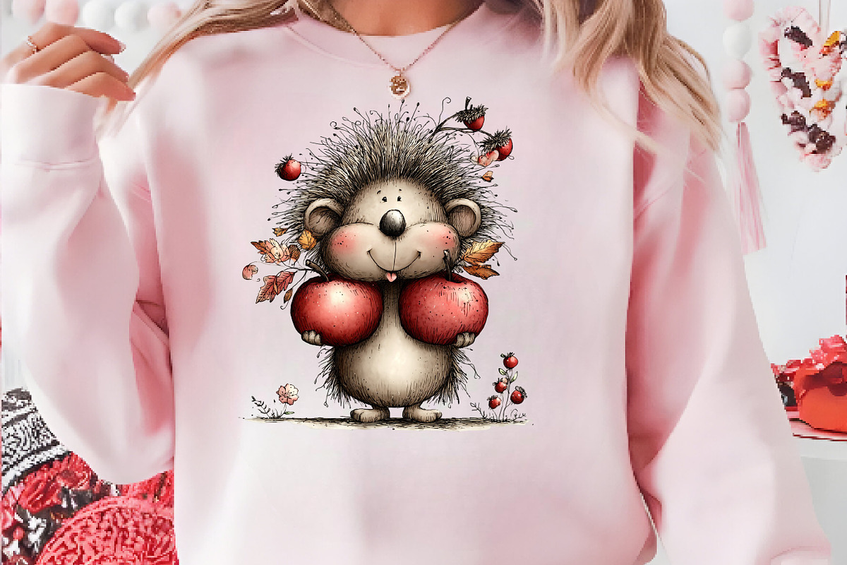 Hedgehog Apple Watercolor Clipart, a Seasonal Illustration by CreationArt (Photo 4 of 6)