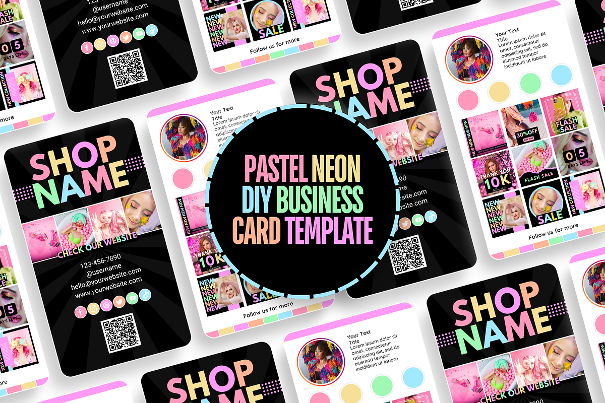 Pastel Neon Business Card Template, a Business Card Template by SunshineStudioBoutique (Photo 9 of 10)