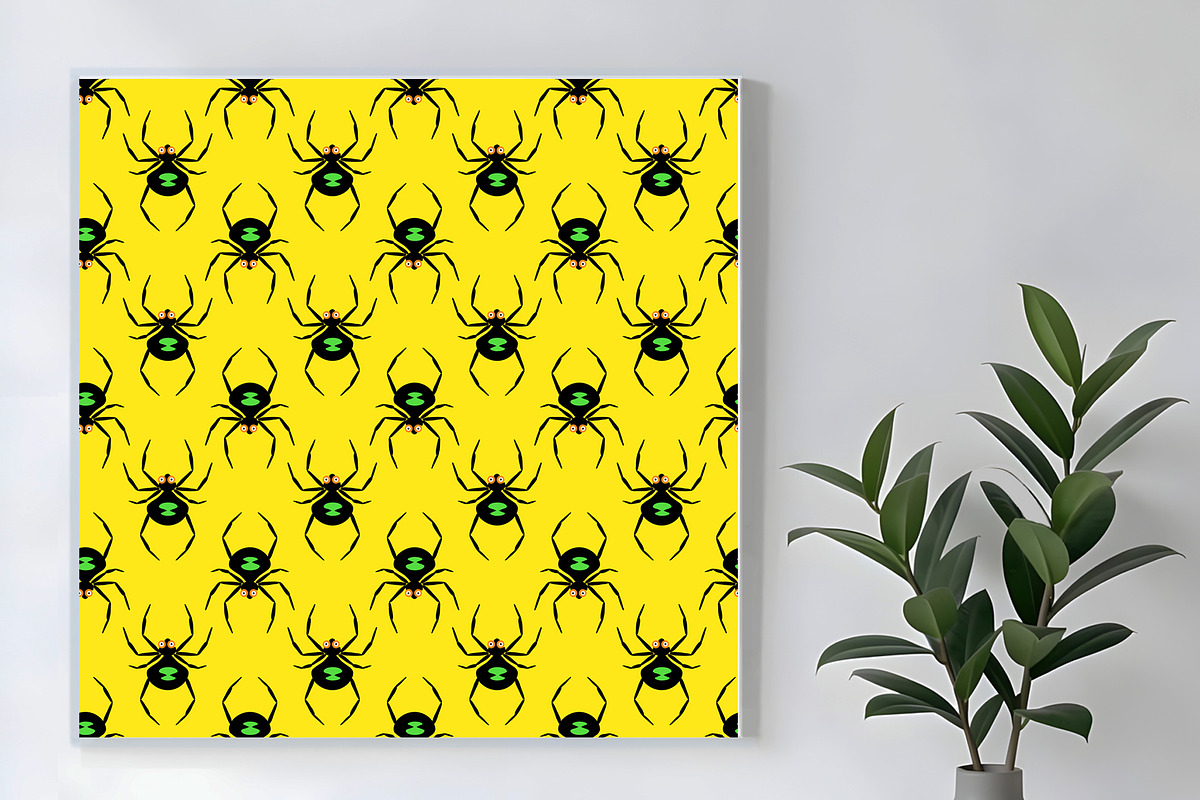 Halloween Spiders on Yellow Seamless, a Pattern Graphic by Sharon Schwalbe (Photo 3 of 4)