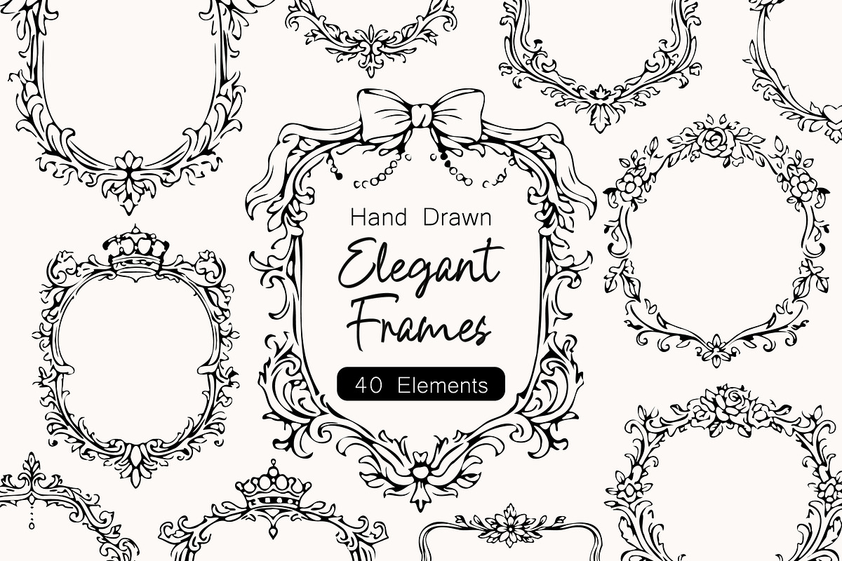 Hand Drawn Vintage Floral Frames, an Object Graphic by DreamoraArt (Photo 1 of 9)