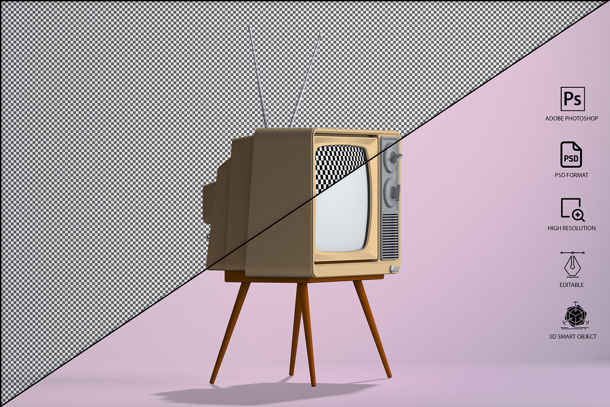 Retro Tv Mockup Pack, a Household Mockup by GraphicVil (Photo 5 of 23)