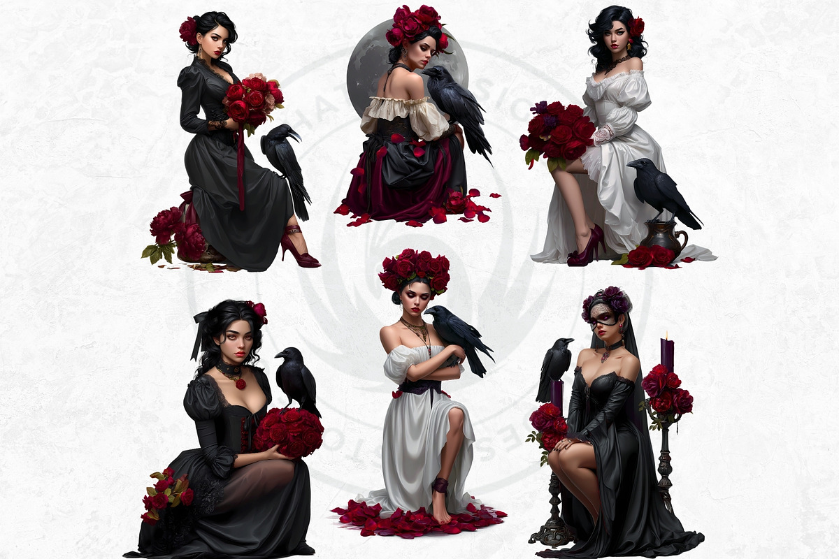 Gothic Girls with Raven Roses PNG, a Person Illustration by ThatsDesignArt (Photo 9 of 10)
