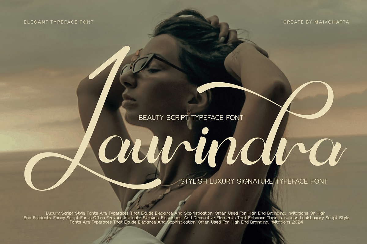 Laurindra - Luxury Script Font, a Script Font by MaikoHatta (Photo 1 of 7)