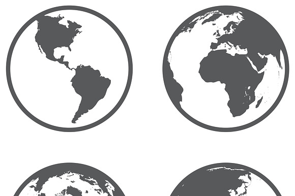 Globe Different Continents In A Flat