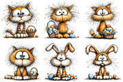Whimsical easter cats clipart, an Illustration by SinaCreation (Thumbnail 5 of 11)