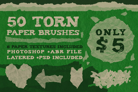 50 Torn Paper Brushes + 8 Textures preview 7