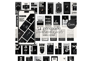 Minimalist B&W social media post set, a Templates & Theme by Cute Little Workshop