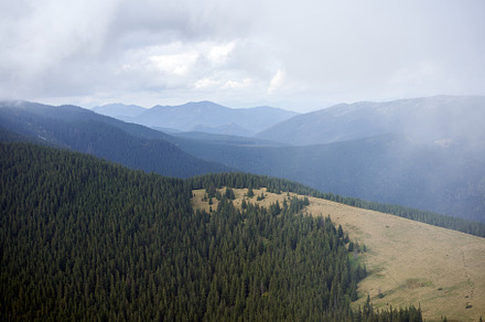mountain landscape with cloud sky Carpathian Ukraine, a Background Photo by andreonegin market