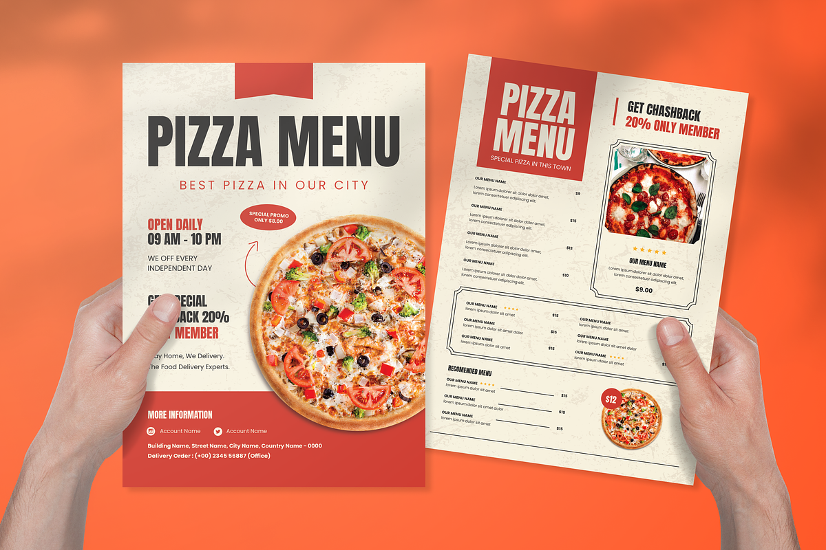 Pizza Restaurant Menu, a Print Template by SquidPixey (Photo 1 of 6)