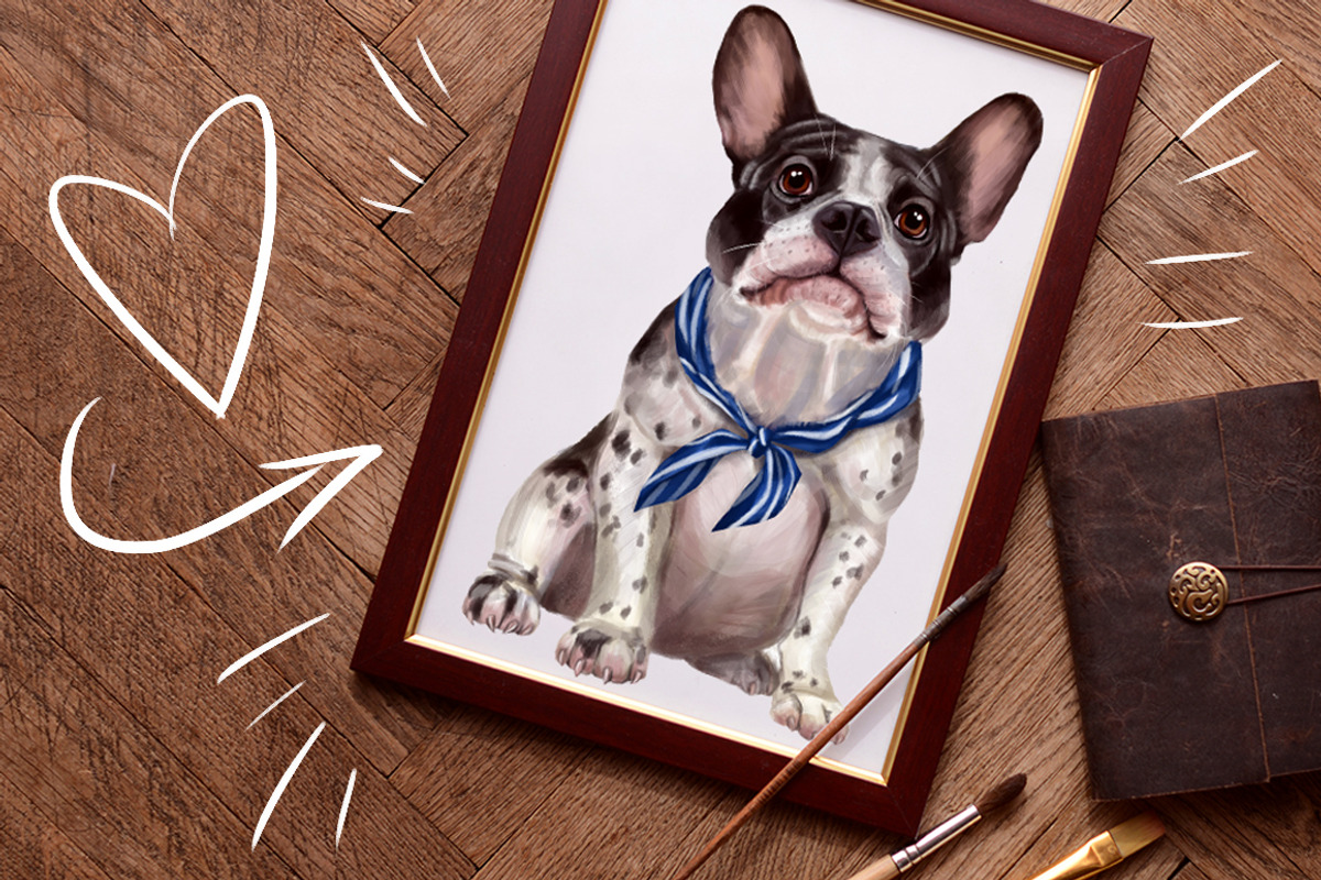 Set French Bulldog., an Animal Illustration by art_mouse (Photo 4 of 4)
