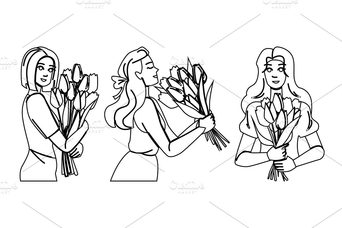 feminine tulip woman vector, a Person Illustration by pikepicture