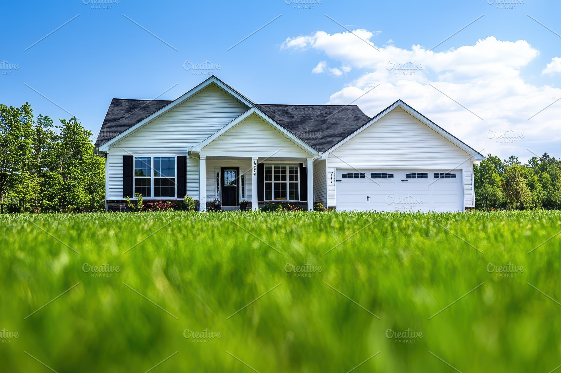 New White House Green Lawn Dream Hom, an Abstract Photo by Pixeness Studio