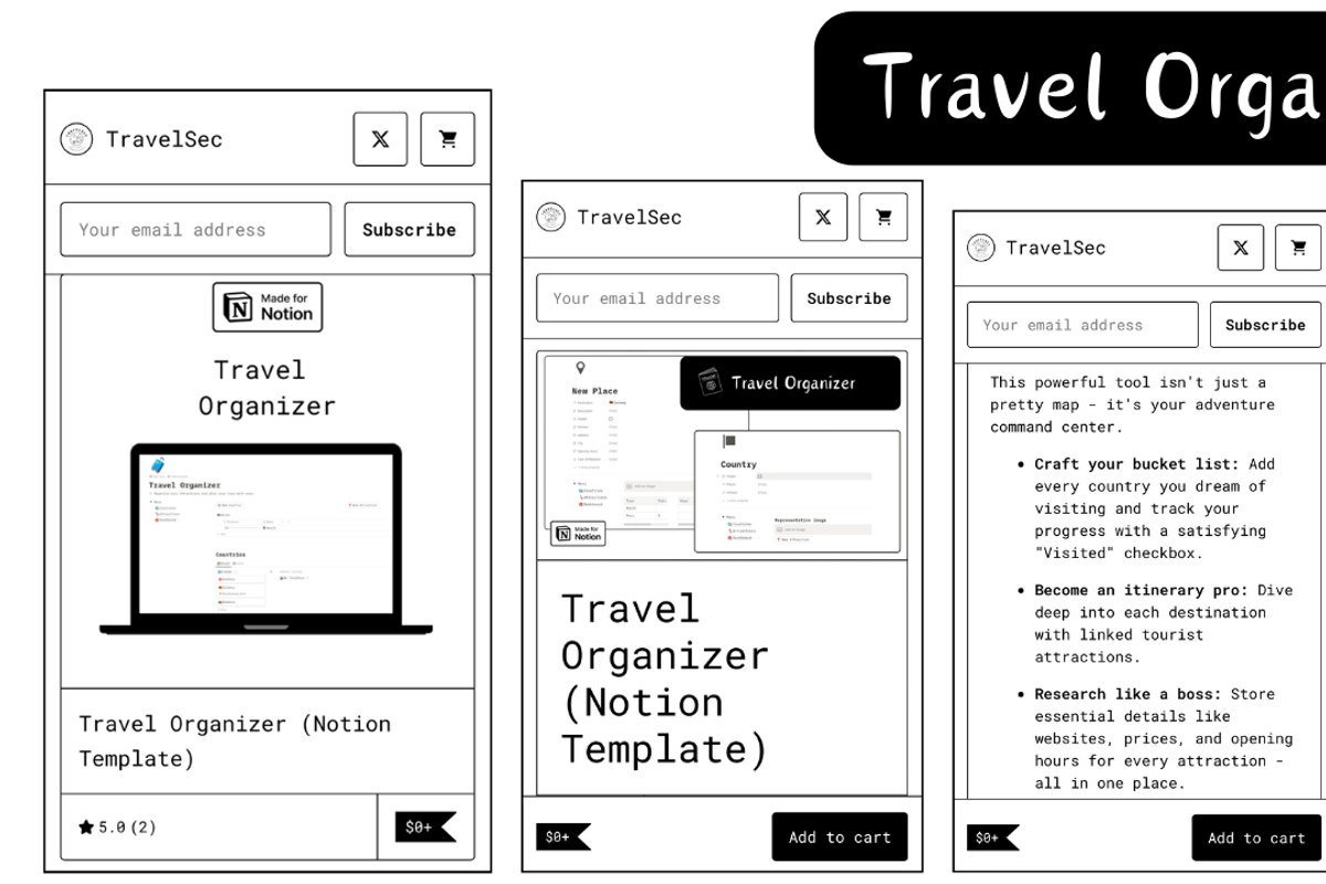 Travel Organizer (Notion Template), a Templates & Theme by 2 Nomazi (Photo 1 of 3)