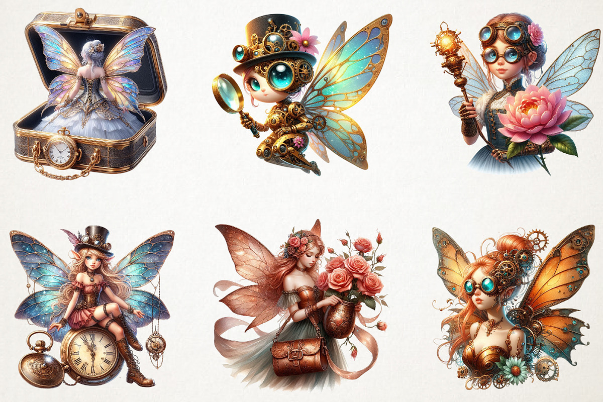 Steampunk Fairy Clipart PNG, an Illustration by RobertsArt (Photo 4 of 4)