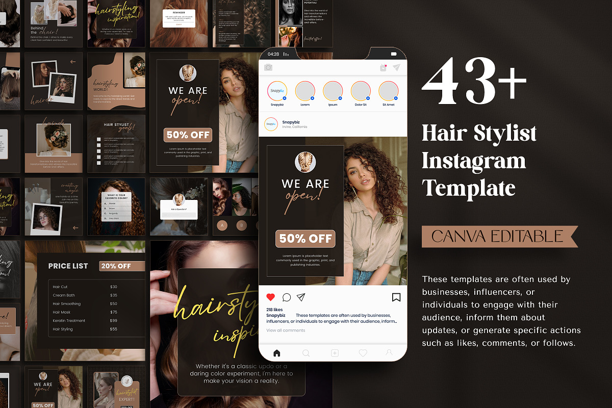 Hair Stylist Instagram Post Template, a Presentation Template by Snapybiz
