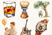 Watercolor Fathers Day Clipart, a Person Illustration by SparkyDesignsUS (Thumbnail 3 of 10)