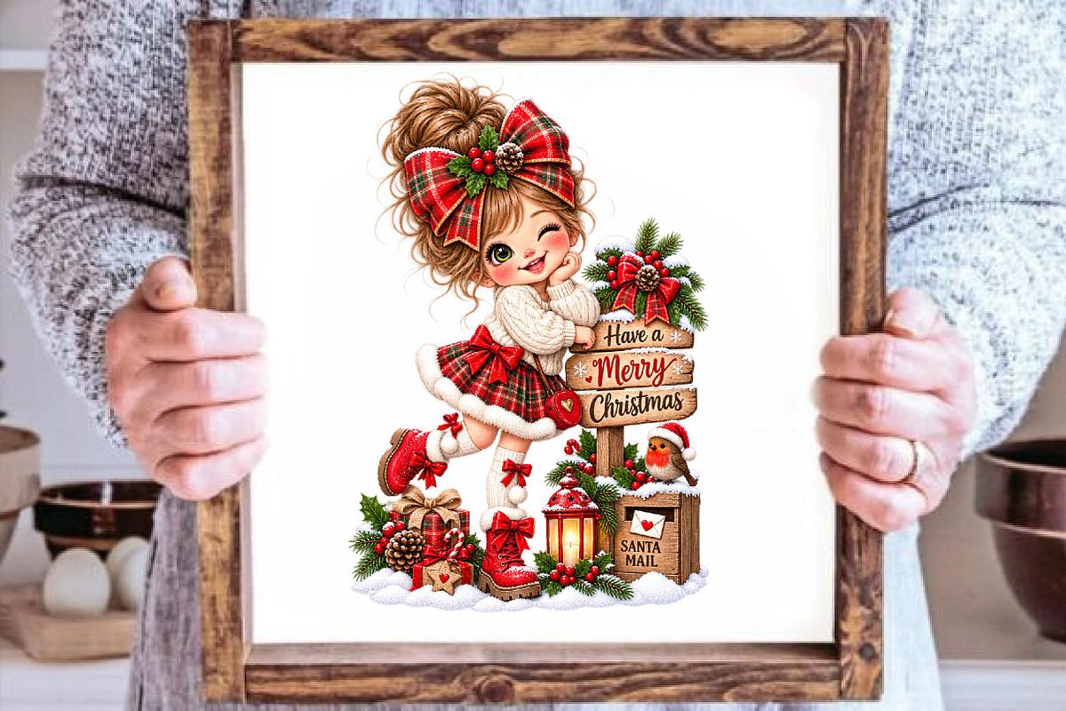 Cute Christmas Girl Clipart, a Seasonal Illustration by fashionaddict (Photo 5 of 6)