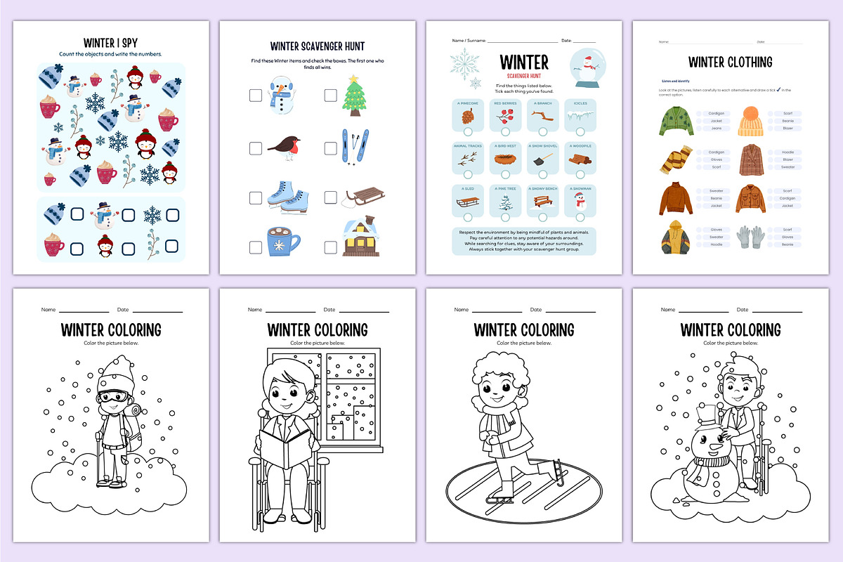 Kindergarten Winter Workbook Canva, a Stationery Template by Shumaya (Photo 4 of 6)