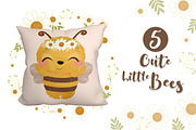 Cute little bees clipart set, an Animal Illustration by DrawStudio1988 (Thumbnail 5 of 6)