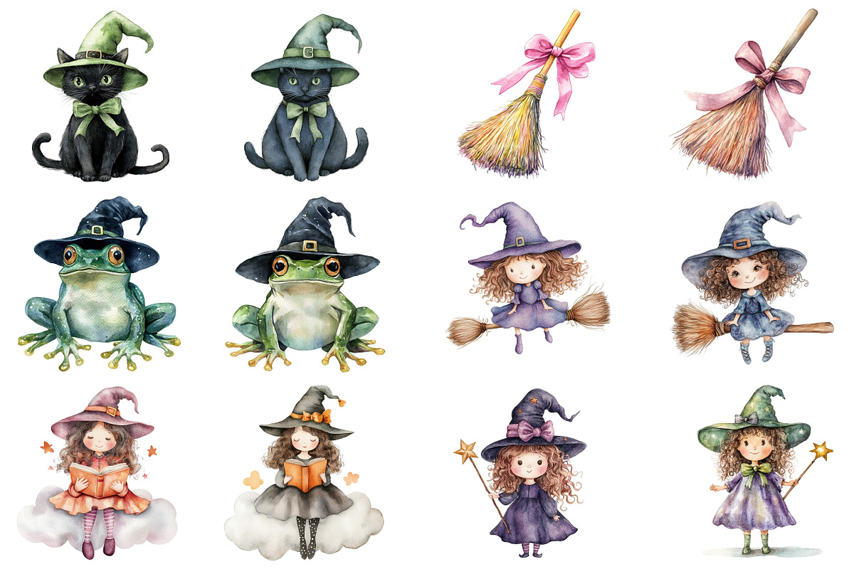 Whimsical Witch Clipart, an Illustration by CitraGraphics (Photo 3 of 5)