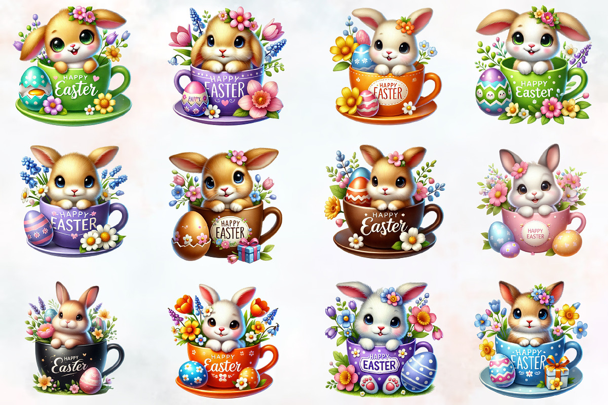 Easter bunny clipart bundle, Easter, an Illustration by RobertsArt (Photo 5 of 7)