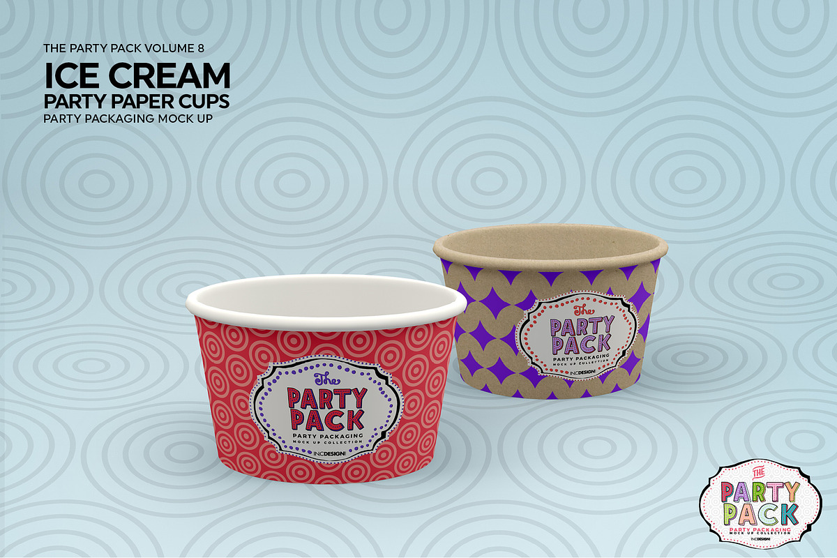 Party Ice Cream Paper Cup Mockup, a Cups & Container Mockup by INCDesign (Photo 3 of 7)