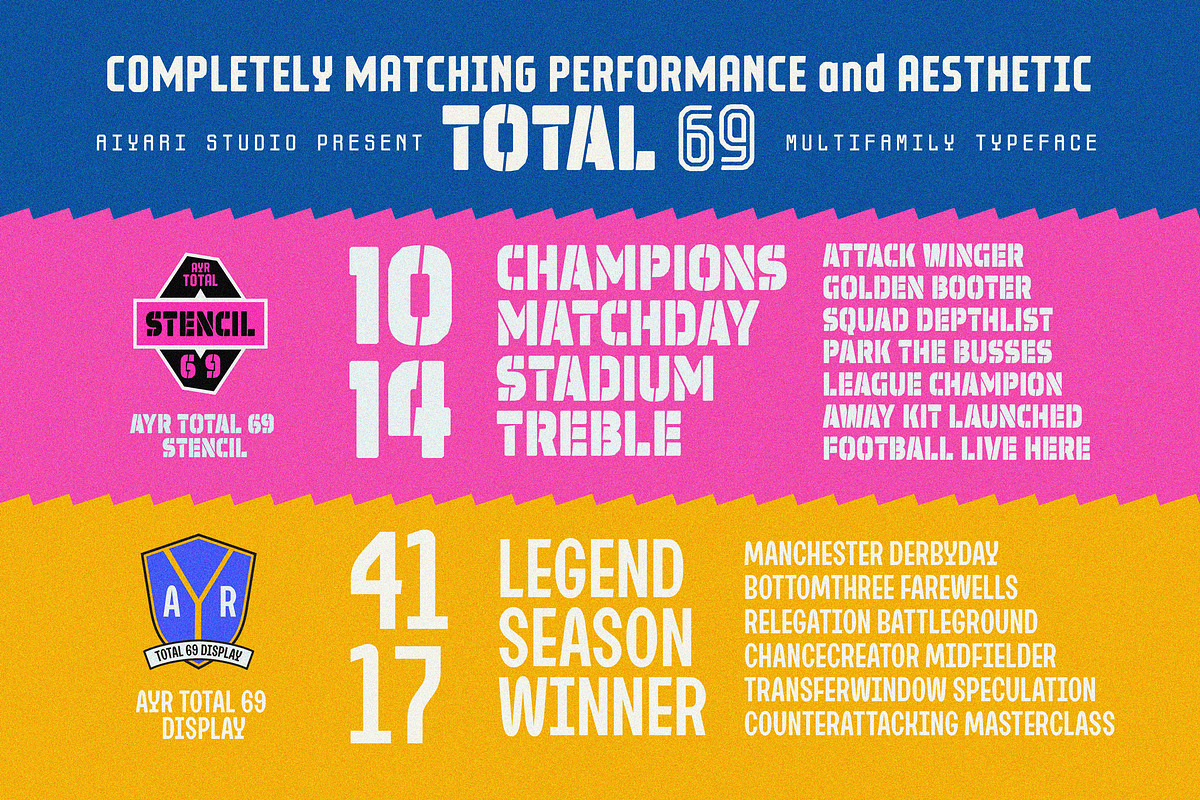 Total 69 — Football Font Collection, a Sans Serif Font by Aiyari (Photo 3 of 20)