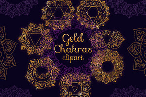 Gold chakras clipart