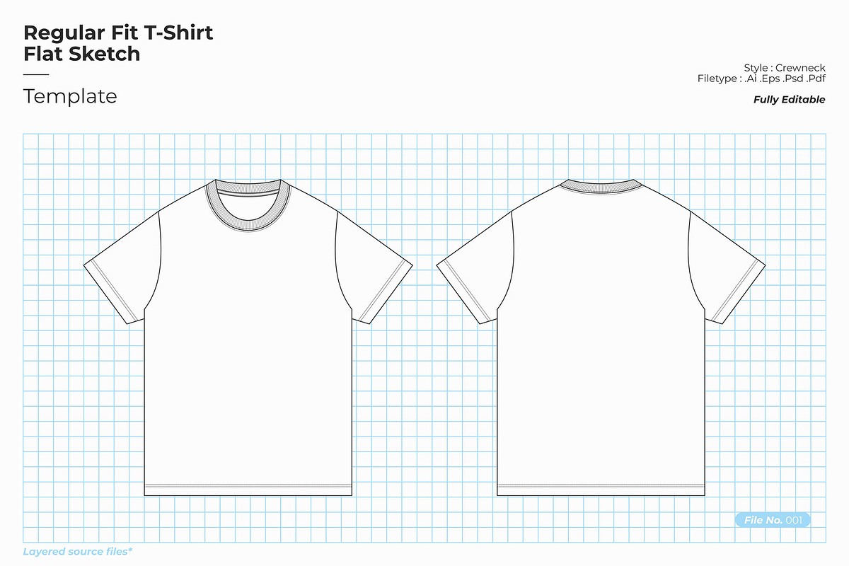 Regular-fit T-shirt Flat Sketch, a Shirt Mockup by moreeestudio (Photo 1 of 3)